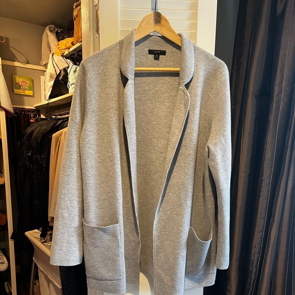 J. Crew Light Gray Eloise Sweater Blazer - Picture 3 of 5
